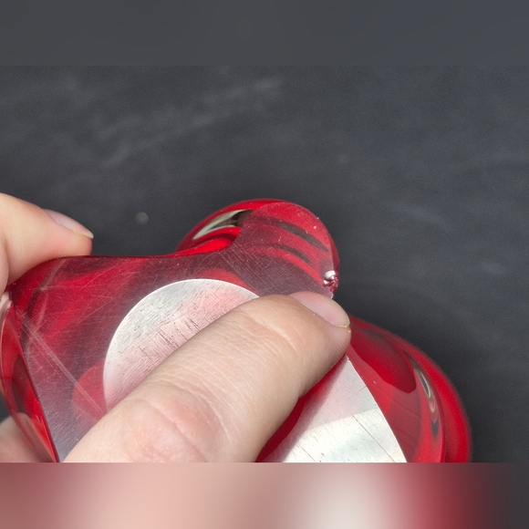 Red Art Glass Vase With White Interior - Picture 6 of 7